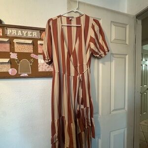 Knox Rose Red and Cream Striped Maxi Dress